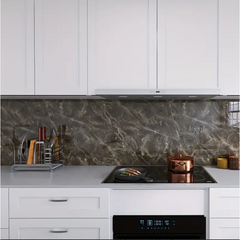 Rola tapet modern, imitatie de marmura At Performance rezistent, la apa, vinil, compact, autoadeziv, 60cmx 300 cm, maro inchis