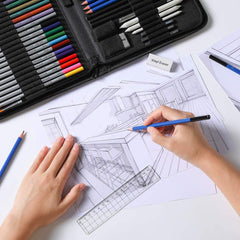 Set de arta, AT PERFORMANCE, de lux, pentru desen perfect, profesional, de 51 buc