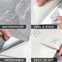 Set 10x Tapet Marmura, AT PERFORMANCE®, suprafata acoperire 1.8 mp, autoadeziv, waterproof, usor de montat, design modern, 30x60 cm, bej