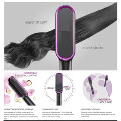 Perie electrica AT PERFORMANCE din ceramica pentru indreptat parul, temperatura reglabila, 5 trepte, max. 190 ° C, pe par uscat fara efect de electrizare