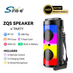 Boxă Portabilă ZQS4248 AT Performance, cu Bluetooth, RGB și Microfon – 4” Party Speaker
