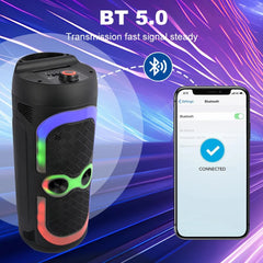 Boxă Portabilă Sing-e 6.5” x2 cu Bluetooth, Lumini RGB, USB/TF, Radio FM și Microfon – 20W, TWS