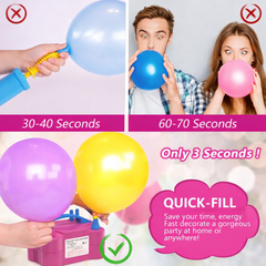 Compresor Profesional pentru umflat baloane si obiecte gonflabile, Putere 600 W, Alimentare 220 V, Culoare Roz / Albastru