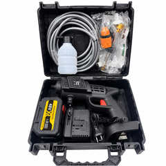 Pistol de Spălat cu Presiune Portabil AT PERFORMANCE®, 2 Acumulatori 36V, Pulverizator pentru Spumă, Autoabsorbție, Set Complet