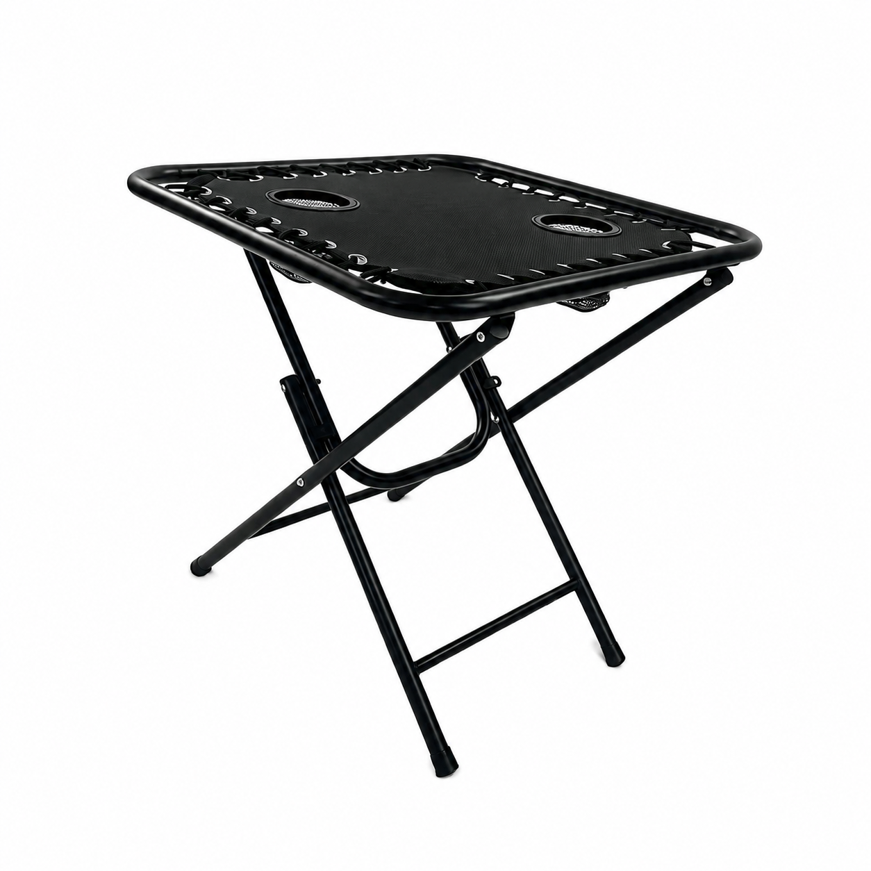 Masă Pliabilă AT PERFORMANCE® pentru Camping și Grădină, 50x50x50 cm, cu 2 Suporturi pentru Pahare, Cadru Metalic