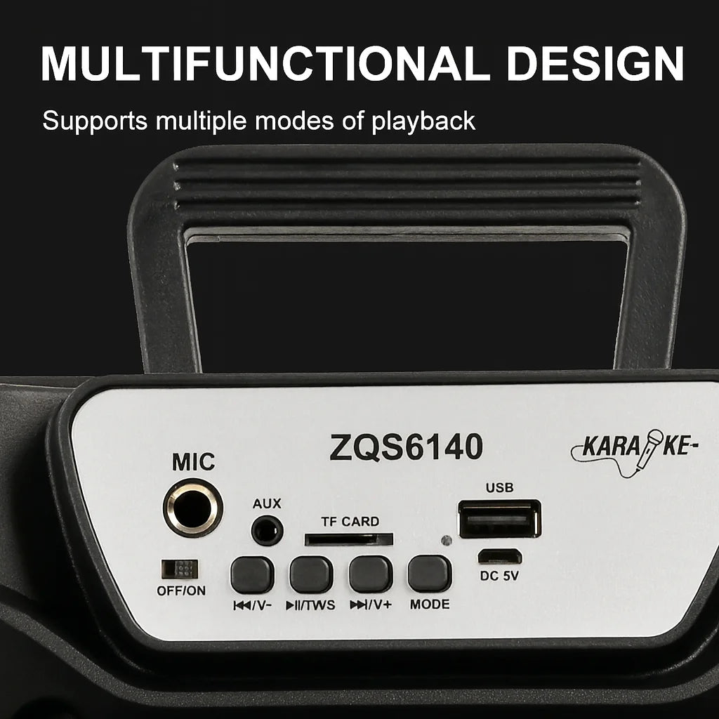 Speaker Bluetooth Portabil 6.5'' cu LED Multicolor și Funcție Hands-Free