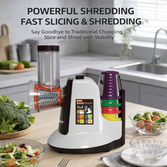 Aparat de salată electric HALEY HY-1327, 5 în 1, 600W, răzătoare și feliator multifuncțional, lame inox