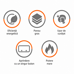 Aragaz Pe Gaz HALEY HY-1528, 4 Arzătoare, Control Individual Al Flăcării, Capac Rabatabil, Suport Metalic Cu 2 Rafturi, Negru