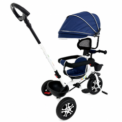 Tricicletă Evolutivă Kiddo KD-X06, Scaun Rotativ 360°, Copertină UV, Roți din Cauciuc, 9 Luni – 6 Ani