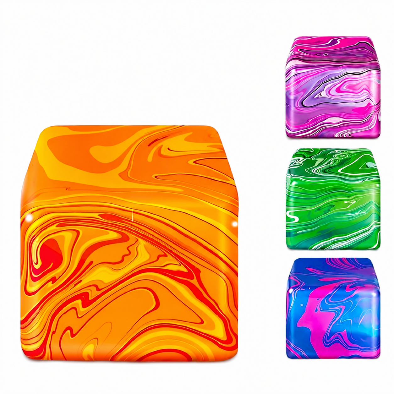 Jucărie Antistres AT PERFORMANCE® Cosmic Cube, Squishy Senzorial Verde-Albastru, 5.7 cm, Fidget Toy pentru Copii și Adulți