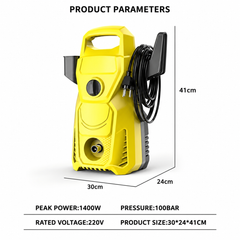 AT PERFORMANCE® Spălător cu Înaltă Presiune 1400W, 100 Bar, 6L/min, Model AT-2067, cu Accesorii Complete și Recipient pentru Spumă
