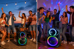 Boxă Portabilă Karaoke 12" KOLAV F1230, 400W PMPO, Acumulator Reîncărcabil, 2 Microfoane Wireless, Bluetooth, RGB LED, TWS, USB/TF, FM Radio, Telecomandă, Bass puternic