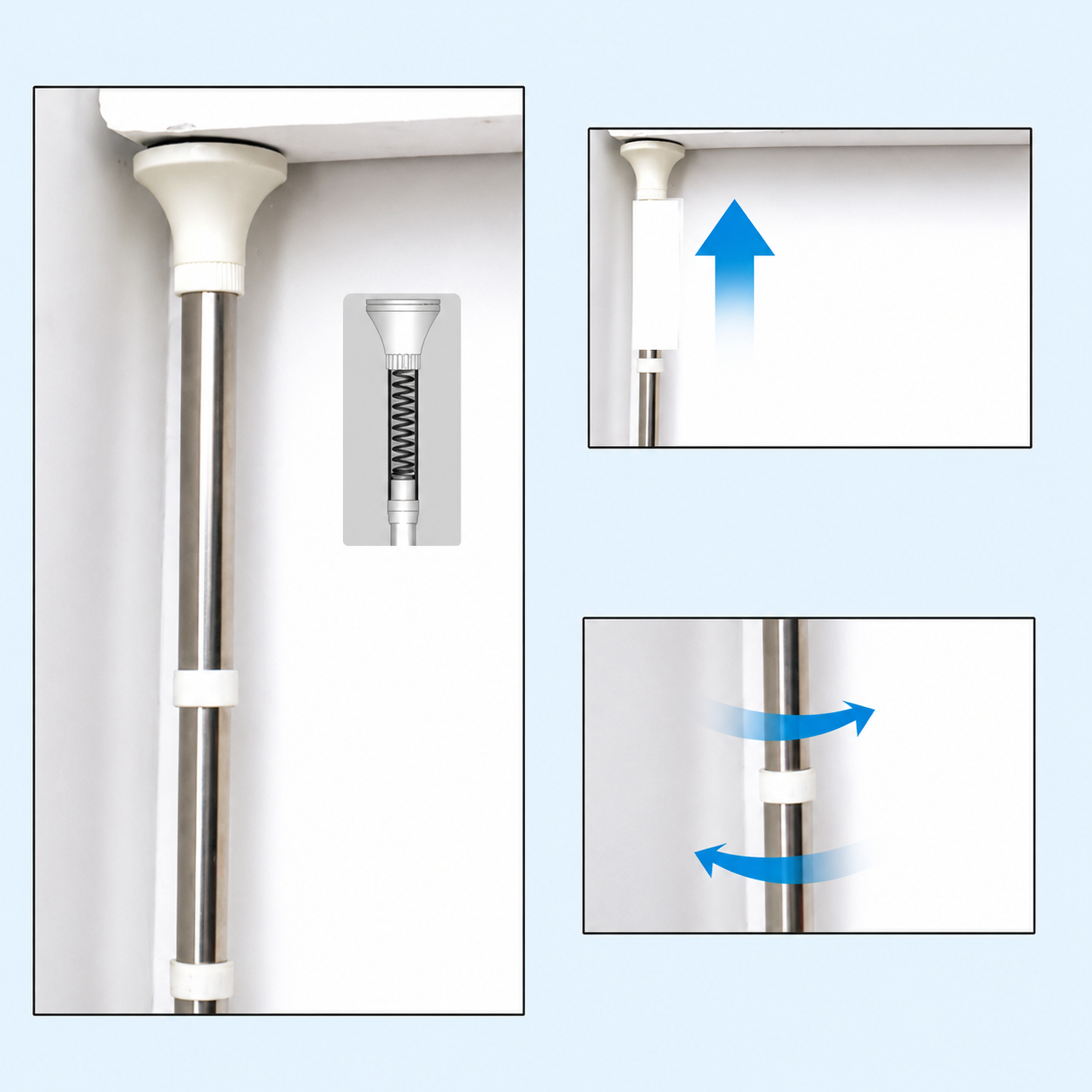 Etajeră Colț Baie AT Performance®, Telescopică 185-310 cm, 4 Rafturi, Organizator Duș, Montaj Fără Găurire