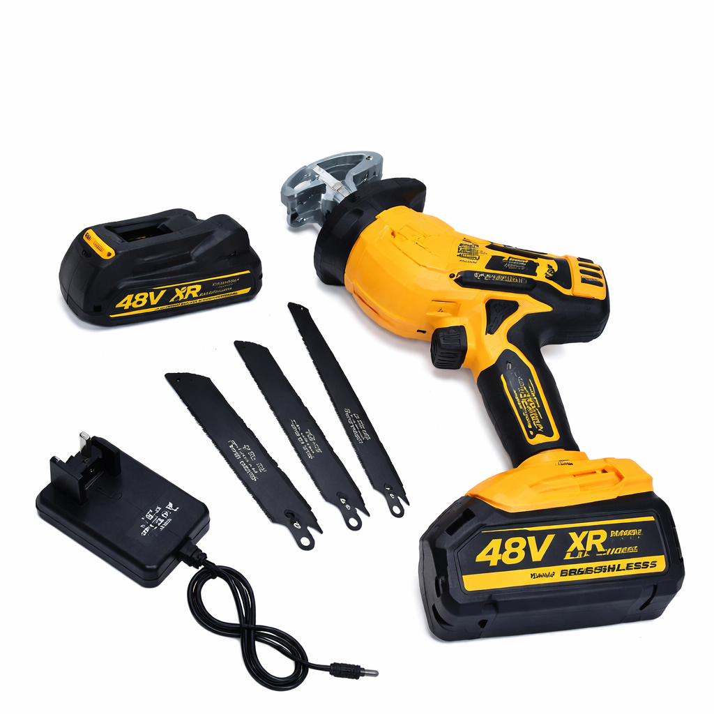 Fierăstrău Sabie Profesional AT PERFORMANCE® 48V cu 2 Acumulatori, 4 Pânze și LED