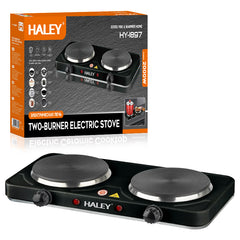 Plită Electrică HALEY cu 2 Zone de Gătit – 2000W, Timer, Protecție la Supraîncălzire, Design Inoxidabil Elegant, Negru