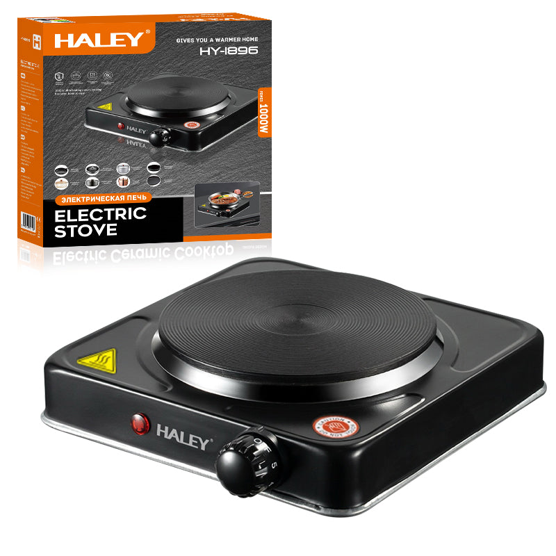 Plită Electrică HALEY cu 1 Zonă de Gătit – 1000W, Protecție la Supraîncălzire, Design Compact din Oțel Inoxidabil