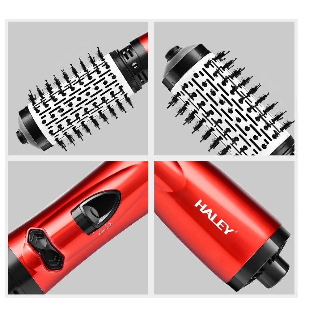 Perie rotativa HALEY, 1200W, 2 viteze, 3 trepte temperatura, Invelis Ceramic, Roșu/Negru