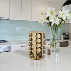 Set 20 de recipiente AT PERFORMANCE®, pentru condimente cu suport rotativ, inox, 33,5 x 23 x 23 cm.