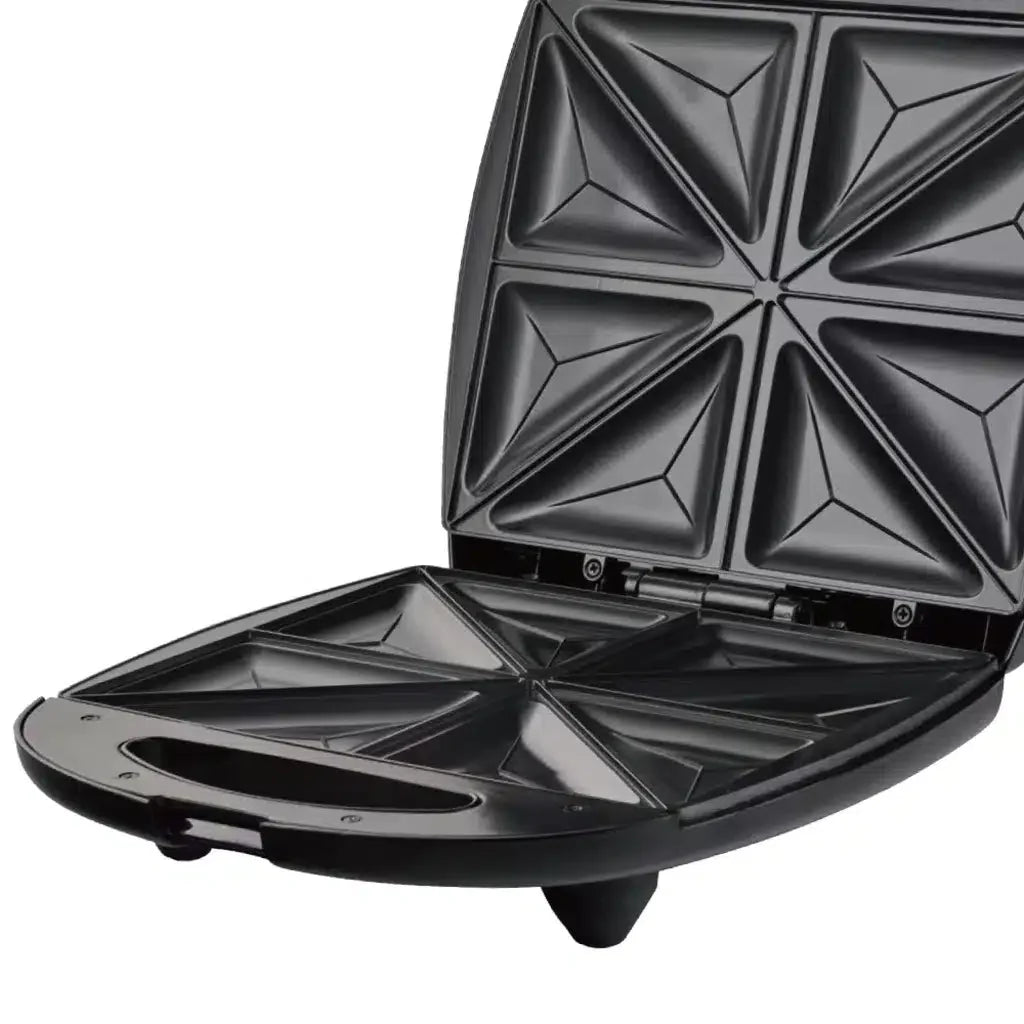 Aparat de Sandwich-uri HALEY HY-1041, 1400W, 8 Triunghiuri, Plăci Antiaderente, Încălzire Rapidă, Indicator Luminos, Negru