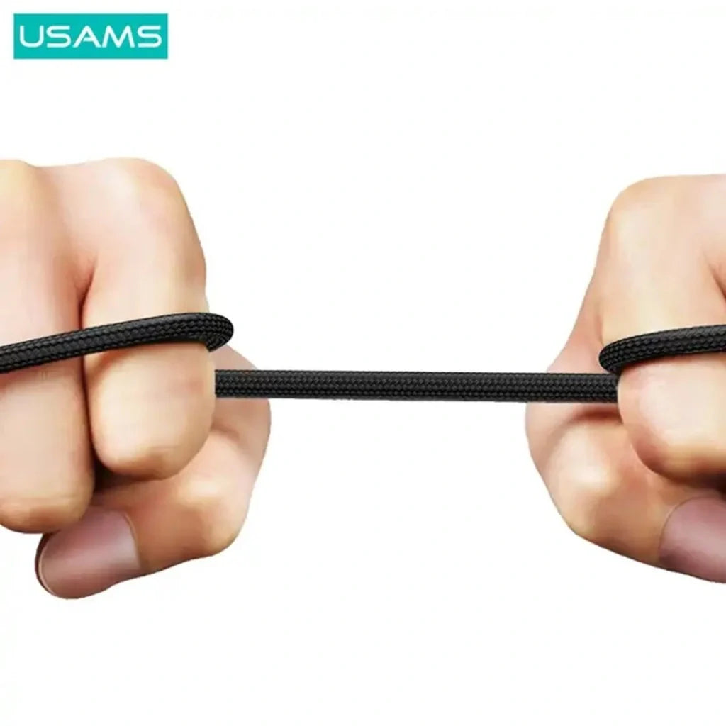 Cablu de Date &amp; Încărcare Rapidă USAMS Shadow Series, USB-C la USB-C, 100W PD, Display Digital LED, Nylon Împletit, 1.2m