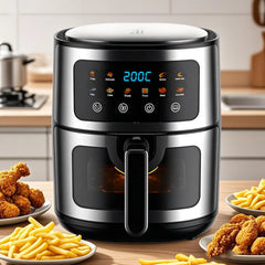 Pachet Friteuză cu Aer Cald AT PERFORMANCE® 8L + Mixer Haley 500W – Set Premium Bucătărie + BONUS 100 Hârtii de Copt