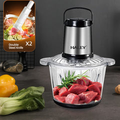 Tocător Electric HALEY HY-1226, 3L, 1200W, Bol din Sticlă, 4 Lame Inox