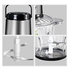 Tocător Electric HALEY HY-1226, 3L, 1200W, Bol din Sticlă, 4 Lame Inox