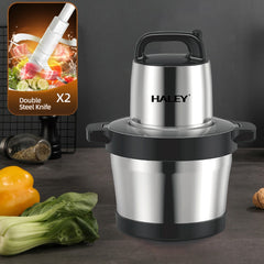 Tocator Electric HALEY 1200W, 4 Lame din Oțel Inoxidabil, Recipient Full Inox 6L, 2 Viteze Reglabile