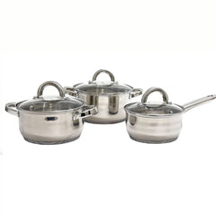 Set Oale din Inox 3 Piese cu Capace din Sticlă – Compatibile Inducție, Rezistente și Durabile