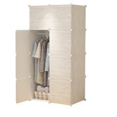 Dulap modular pentru copii, alb, 8 rafturi, durabil, 76X37X147 cm , crem simplu