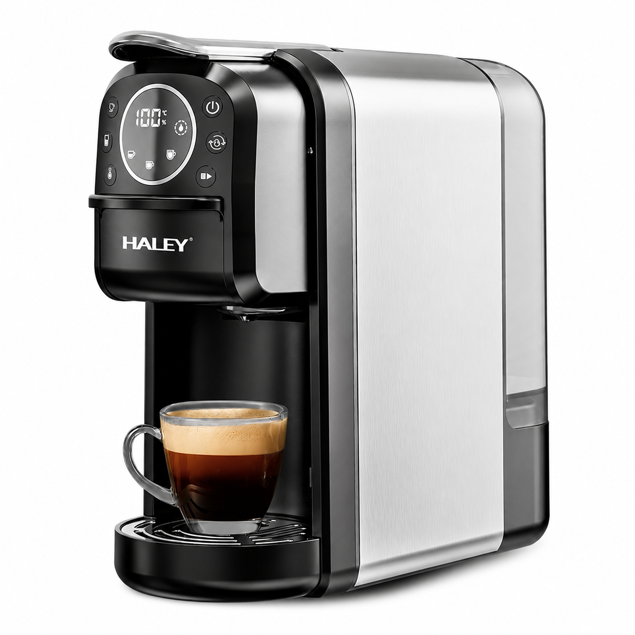 Espressor Cu Capsule HALEY HY-2833 4 În 1, 20 Bari, 1400W, Rezervor 700 ml, Control Tactil, Temperatură Reglabilă