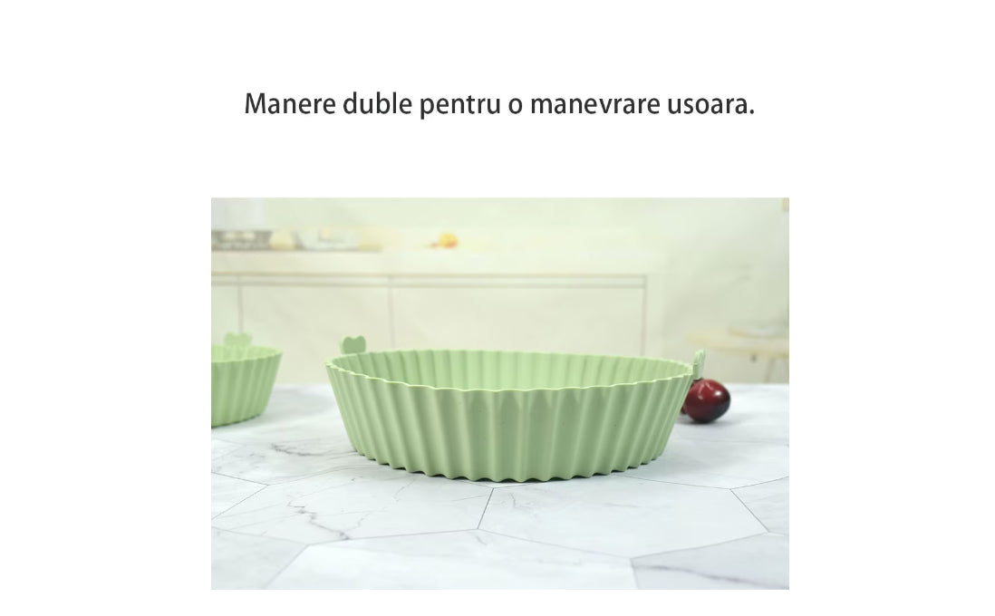 Tava pentru Air Fryer din Silicon, 18.3 cm, Gri, AT PERFORMANCE®, O Solutie Practica si Versatila pentru Gatitul Sanatos