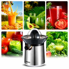 Storcător Electric pentru Citrice Haley HY-2958, 300W, Recipient 300 ml, Sistem de Presare, Corp Inox, Capac de Protecție