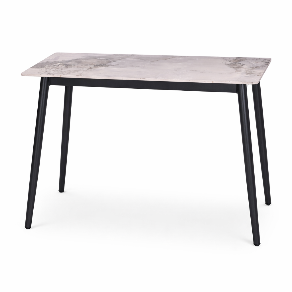 Set masă Bucatarie / Sufragerie cu 4 scaune, blat sintered stone gri și catifea, 120x70 cm