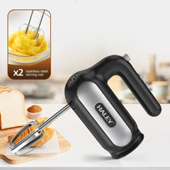Mixer de Mână Electric HALEY HY-1676, 500W, 5 Viteze + Turbo, Cu Teluri și Cârlige din Inox, Ușor și Puternic pentru Creme, Aluat și Deserturi