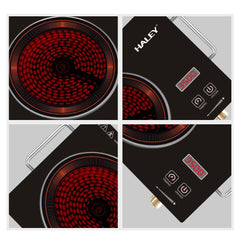 Plită cu Inducție HALEY 3500W, Geam Cristal Negru, Timer, Control Tactil, Oprire Automată, Protecție la Supraincălzire