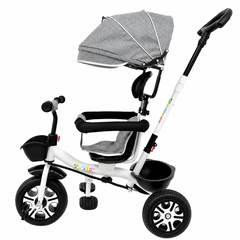 Tricicletă Evolutivă Kiddo KD-X06, Scaun Rotativ 360°, Copertină UV, Roți din Cauciuc, 9 Luni – 6 Ani