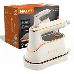 Fier de Călcat Vertical cu Aburi HALEY HY-2075, 1300W, Rezervor 150 ml, Talpă Ceramică Antiaderentă, Abur Puternic, Încălzire Rapidă, Alb/Auriu