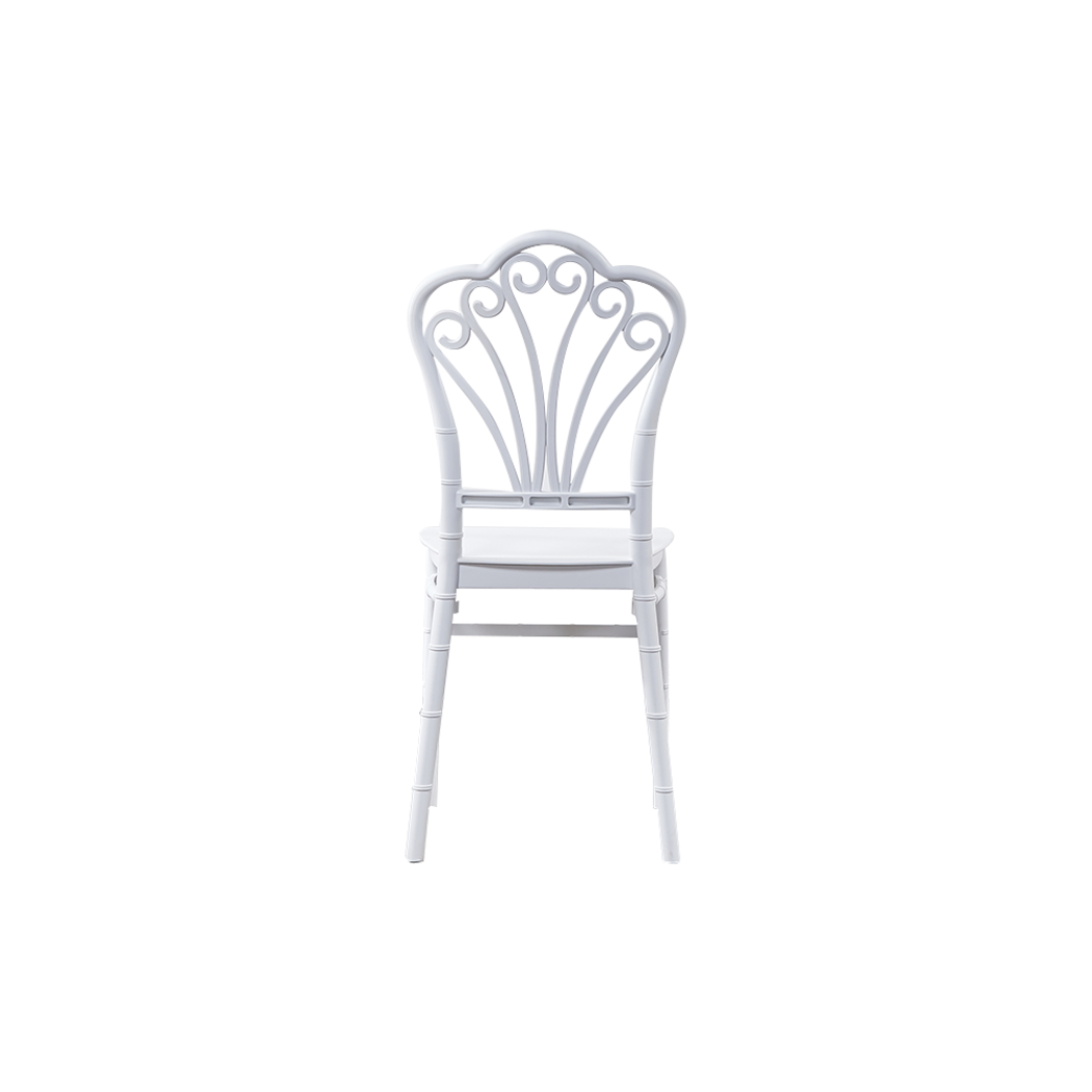 Scaun Elegant AT PERFORMANCE® Chiavari, din Policarbonat, Rezistent la Umiditate, Fără Brațe, Alb, 38 x 37 x 88.5 cm