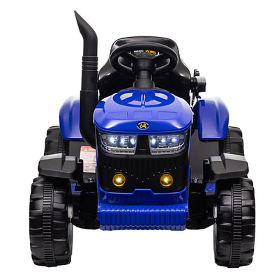 Tractor Electric cu Telecomandă pentru Copii KIDOO, cu Remorcă și Gard, Far, Sunet Motor, Claxon, MP3/USB – 3-6 Ani Albastru