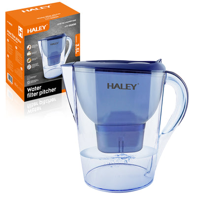 Cană Filtrantă Apă HALEY 3.5L Albastră – Filtru Multistrat, Gura Anti-Praf, Indicator Schimb Filtru, Design Compact