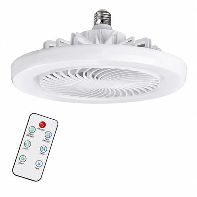Ventilator de Tavan cu LED și Telecomandă E27 – Bec Ventilator 2 în 1, 3 Trepte de Lumină, 3 Viteze, Economie de Energie, Alb