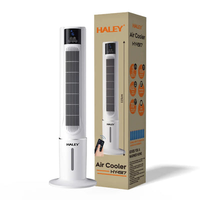 Răcitor de Aer Tip Turn HALEY HY-6117, 2000W, Rezervor 4,5L, 3 Trepte de Viteză, Oscilație Automată, Telecomandă, Timer, Display LED, Alb