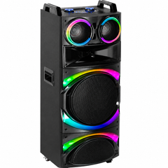 Boxă Karaoke AT PERFORMANCE® Portabilă 21200W PMPO, 2 x 12", Bluetooth, 2 Microfoane Wireless, RGB LED