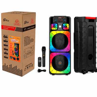 Boxă Portabilă Karaoke Sing-e ZQS12213, Bluetooth, 2x12", 80W, Microfon Wireless, LED RGB, USB/TF/AUX, Telecomandă, Acumulator 5000mAh