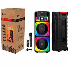 Boxă Portabilă Karaoke Sing-e ZQS12213, Bluetooth, 2x12", 80W, Microfon Wireless, LED RGB, USB/TF/AUX, Telecomandă, Acumulator 5000mAh