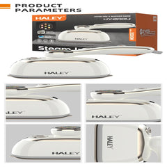 Steamer HALEY HY-2004, 2000W, Rezervor 150 ml, Talpă Inox, Încălzire Rapidă, Abur Continuu, Portabil, Ideal pentru voiaj, Alb
