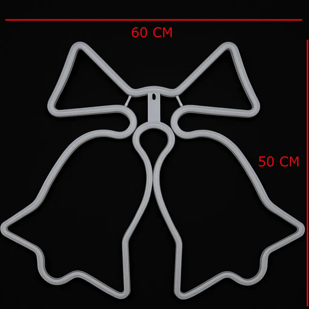 Clopotei decorativi luminosi, pentru Craciun, AT PERFORMANCE®, rezistenti la apa, suspendabili usa si geam, IP65, 50 x 60 cm, alb cald