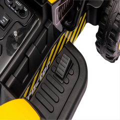 Tractor Electric KIDOO pentru Copii cu Telecomandă 2.4G, Remorcă Detașabilă, 12V 4.5Ah, 2 Motoare 380, Lumini LED, Muzică, Centură de Siguranță, Galben/Gri