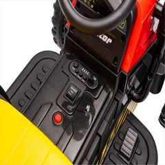 Tractor Electric KIDOO pentru Copii cu Telecomandă 2.4G, Remorcă Detașabilă, 12V 4.5Ah, 2 Motoare 380, Lumini LED, Muzică, Centură de Siguranță, Roșu/Galben